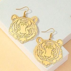 Gold tiger head earrings LSU MIZZOU AUBURN